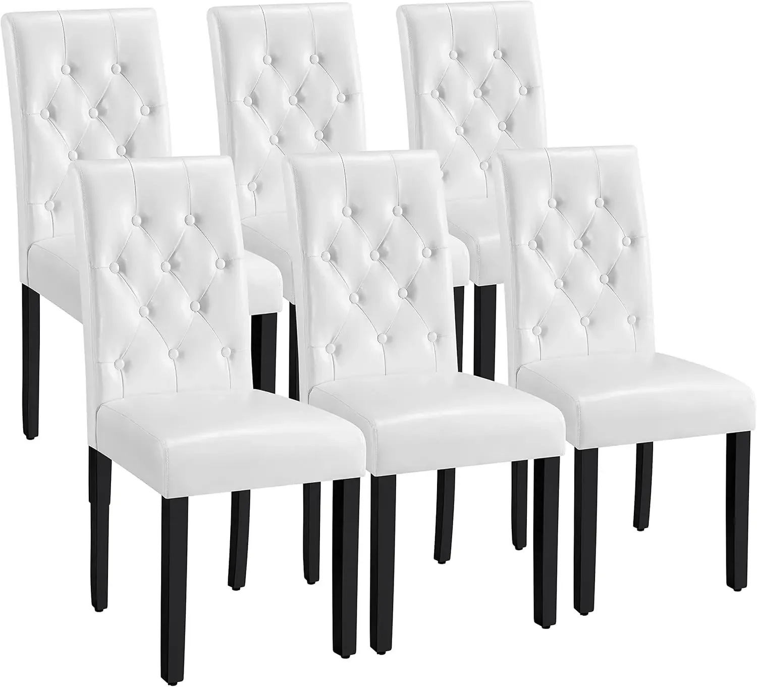 Dining Chairs with Leather Seat and Solid Wood Legs Button Tufted Padded Kitchen Chair Accent Side Chair for Home Kitchen and Re