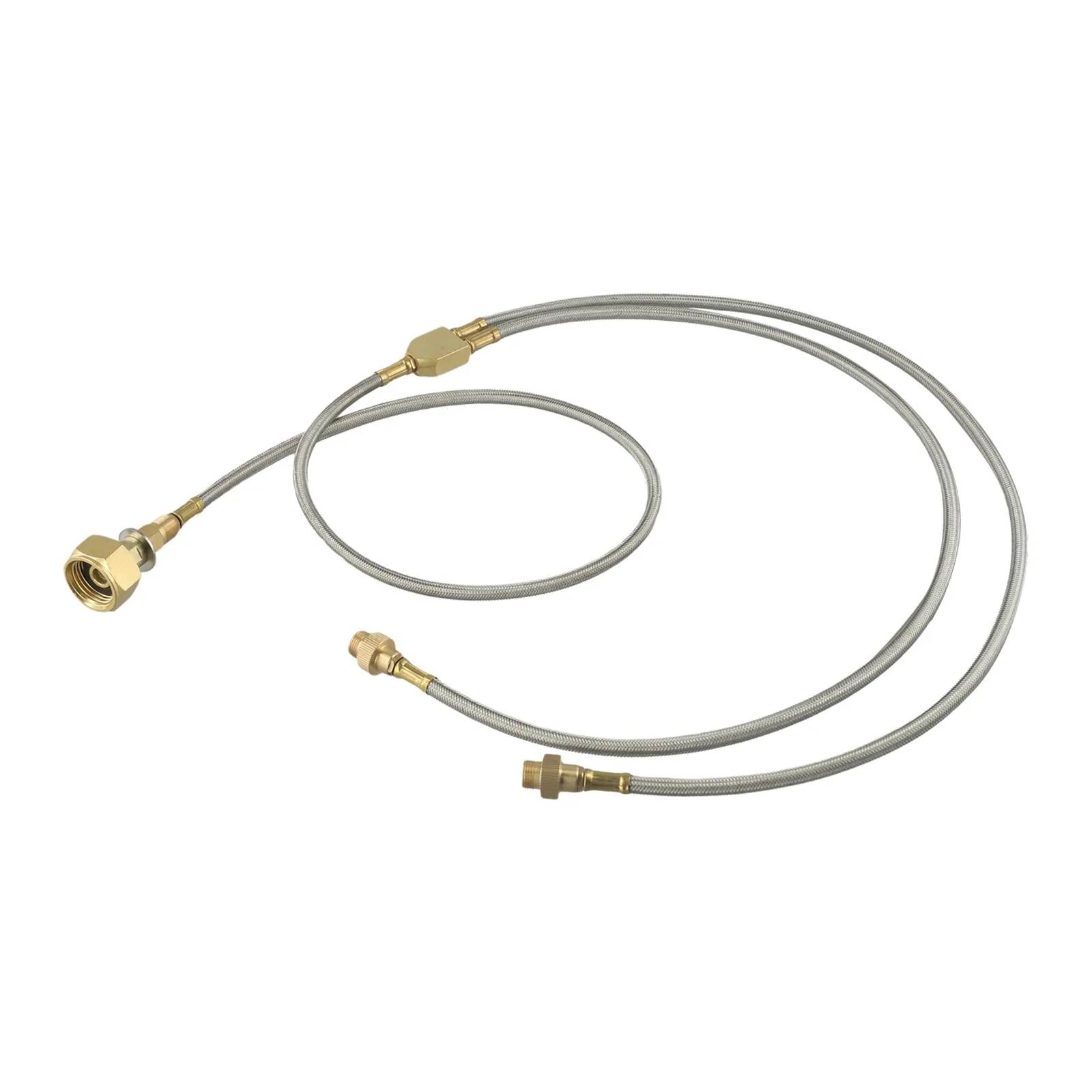 Double-Headed Brass Gas Line for Outdoor Cooking Equipment Compatible with Standard Camping Stove and Cylinder Setup