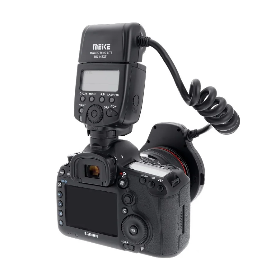 Meike MK-14EXT TTL Macro LED Ring Flash Speedlite for Canon EOS 70D 77D 80D 5DII 5DIII 5DIV 6D 6DII 7DII Rebel T3 T4 T6 T7 T1i