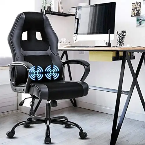 

Office Chair Gaming Chair Desk Chair Ergonomic High Back Massage Computer Chair with Lumbar Support & Comfort Armrest PU Lea