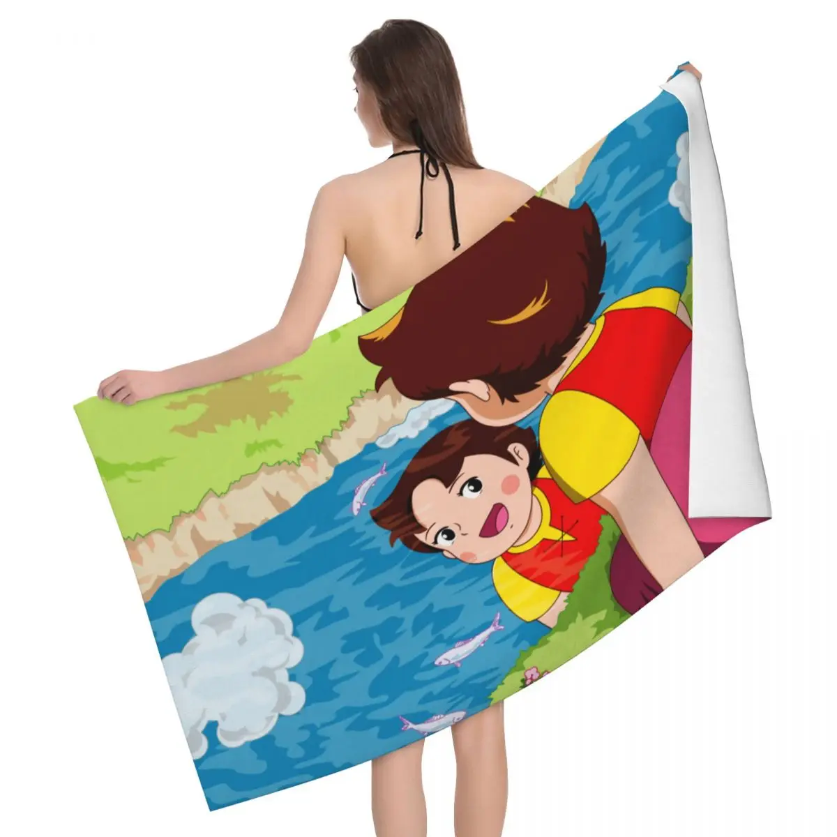 Cartoon Heidi Breathable Microfiber Bath Beach Towel Quick Drying Cartoon Anime Alps Mountain Girl Shower Pool Towels