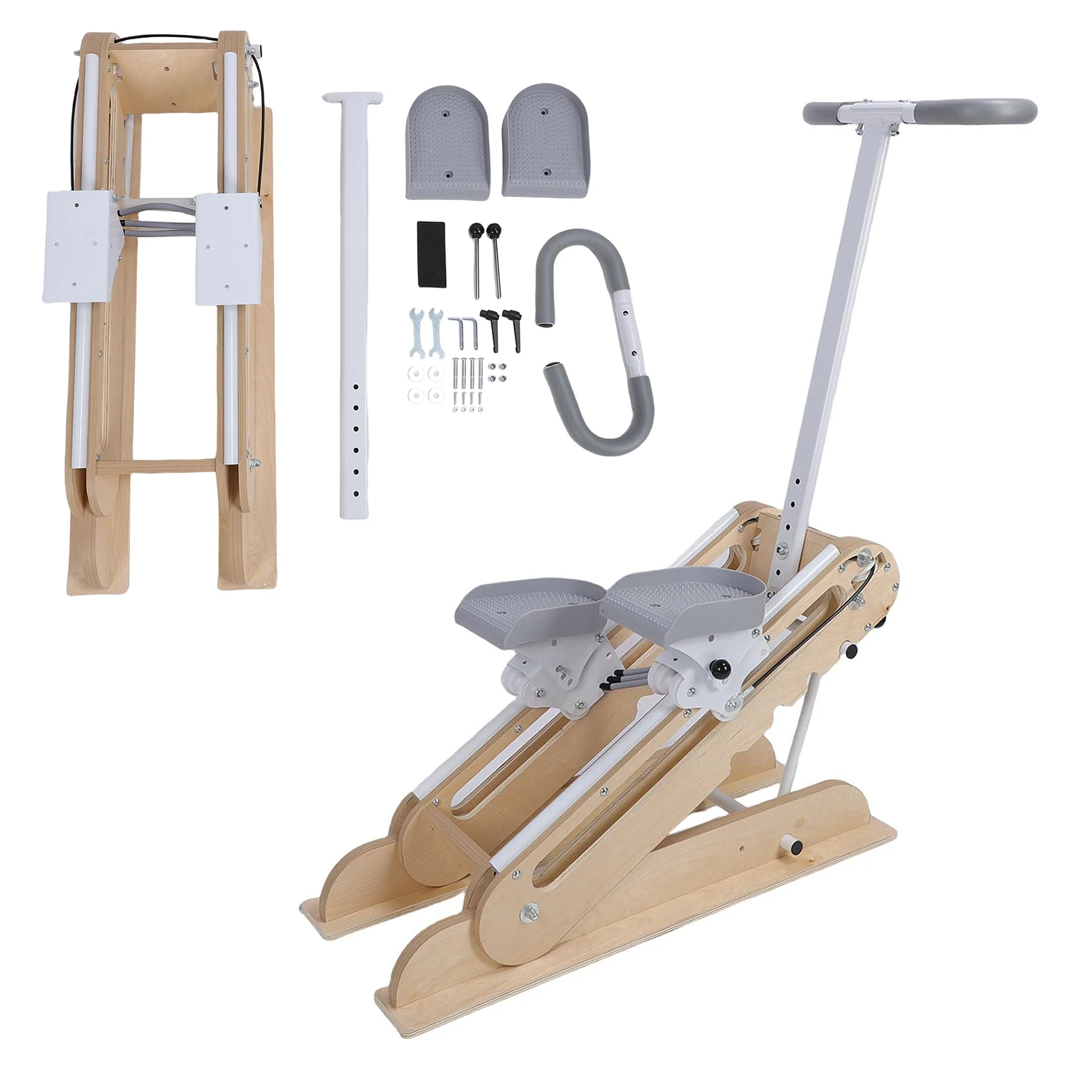 New Eco-Friendly Wooden Vertical Climber Machine Folding Cardio Exercise Climber Extended Step Range Stair Stepper Home Use