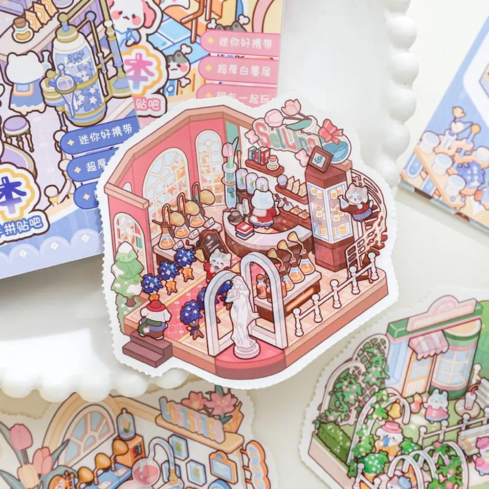 Creative Zoo Adventure Series Miniature Scene Sticker PET DIY Landscape Sticker Book Cartoon Gift Cabin Scene Sticker