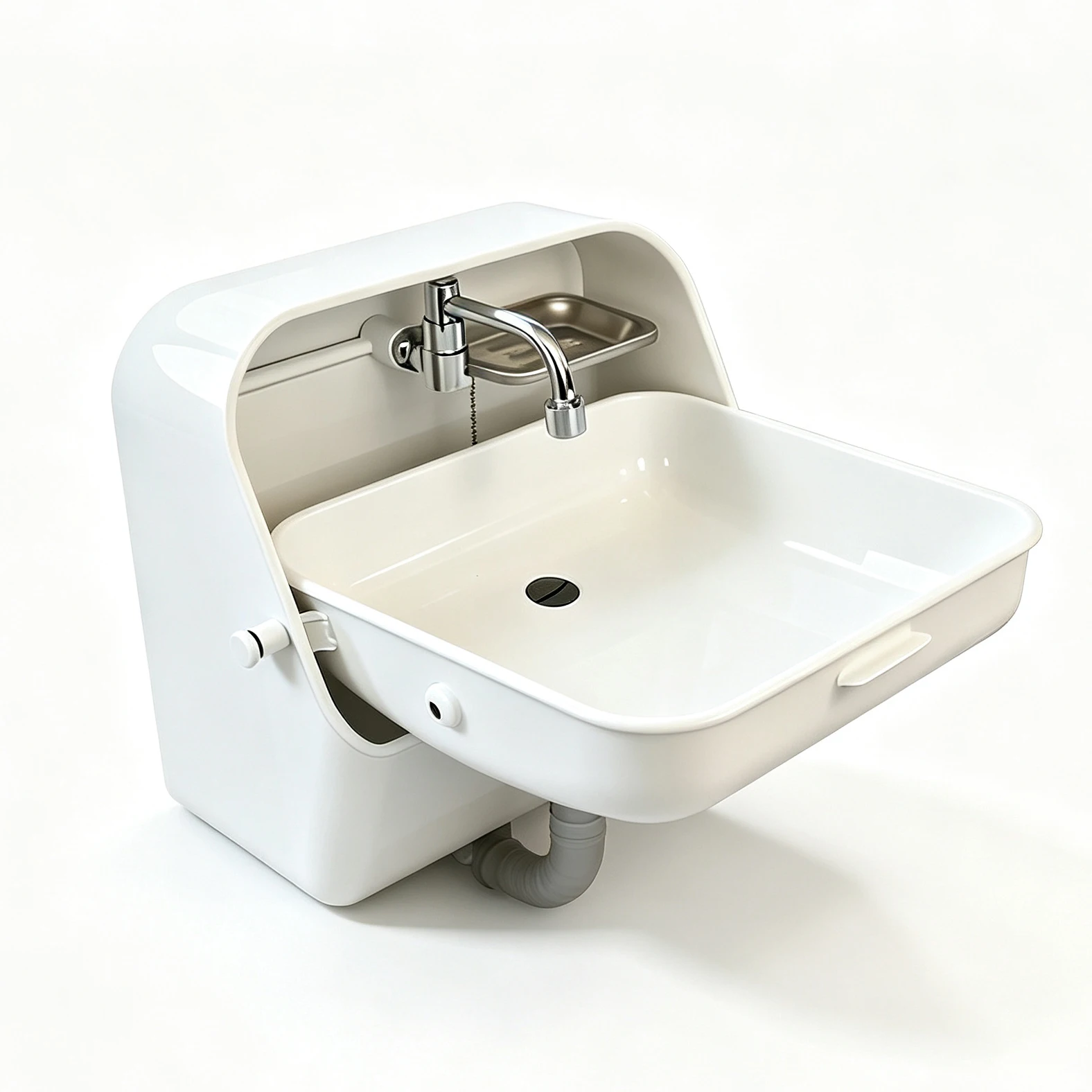 RV Hidden Storage Foldable Sink 304 Stainless Steel Foldable Wall Mount Sink for Camper Van and Yacht