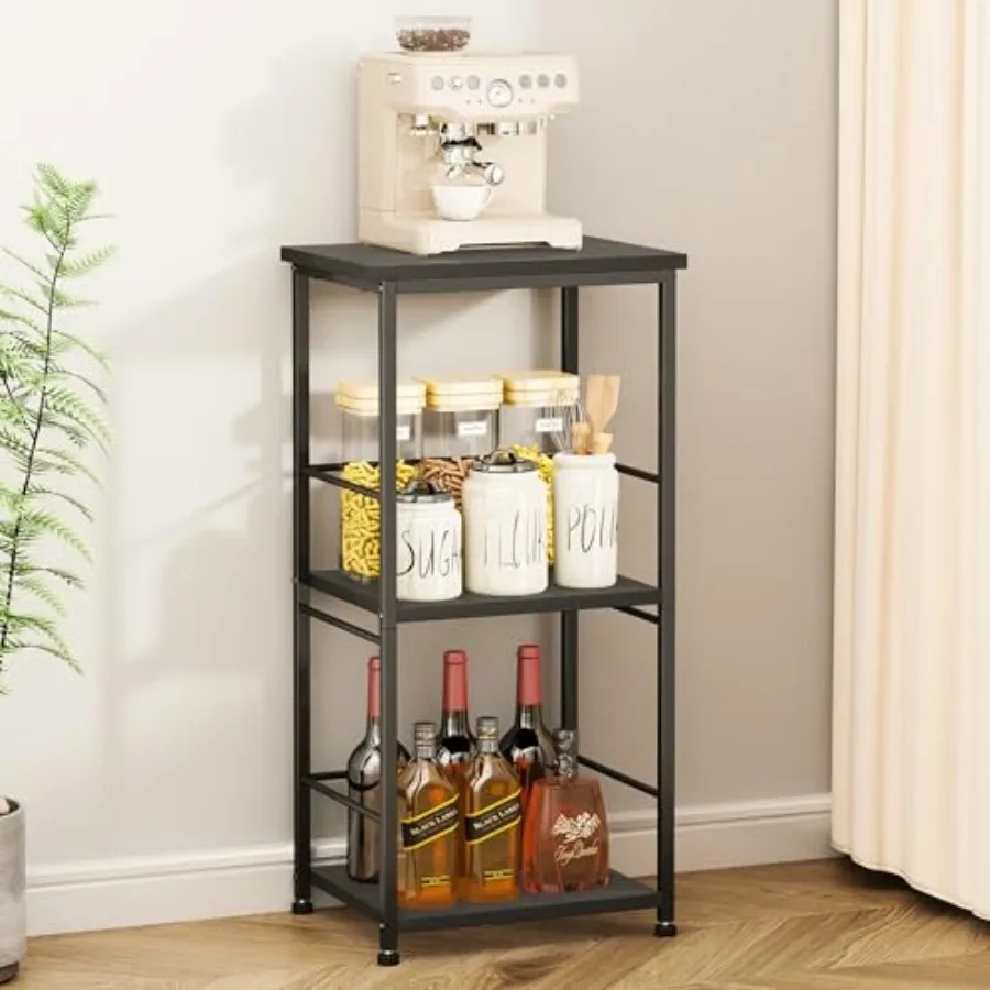 

Coffee Bar Cabinet for Home - 3-Tier Sturdy Farmhouse Coffee Stand Station Multi-Purpose Buffet Sideboard - Kitchen Bar Table f