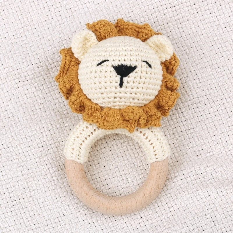 

Crochet Animal Baby Rattle Toy Handhold Teething Gift Chew Toy Handwoven Lion Music Mobile Gym Toy Newborn Shower Gift