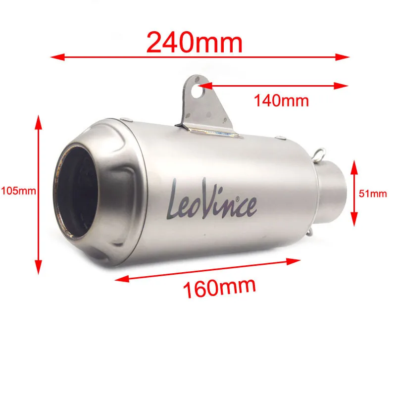 51MM Universal Leovince Motorcycle Exhaust Muffler Escape For R1 R3 R6 NINJIA400 Z400 Z900 GSX250 CBR650 Etc Exhaust Accessories