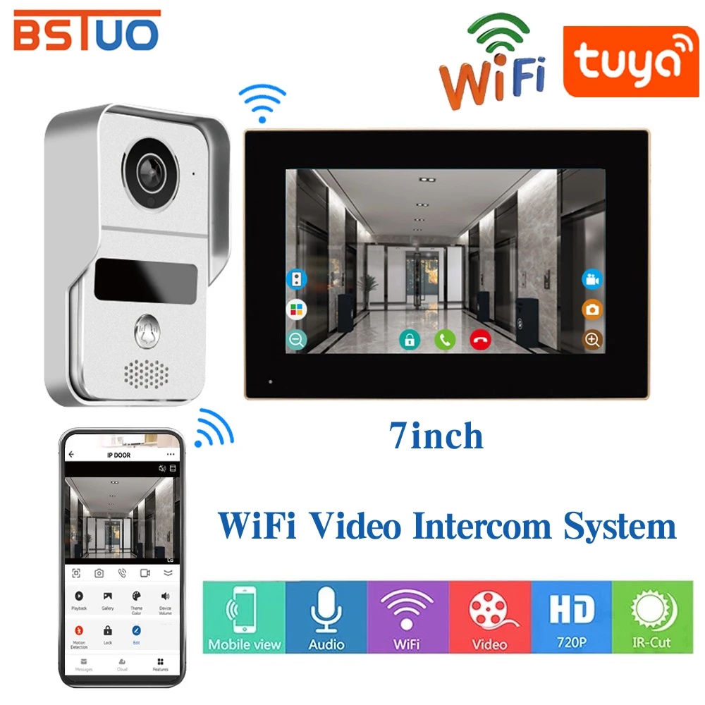 1080P Tuya App Home Intercom System Wireless Wifi Video Doorbell RFID Card Access Control Video Door Intercom Entry System Kit