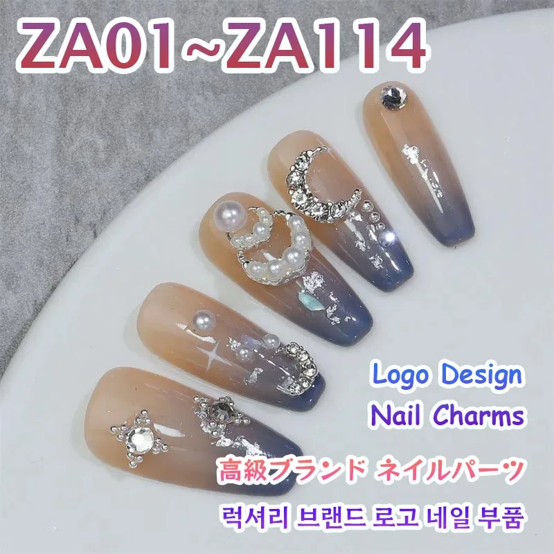 

ZA01-ZA114 Nail Parts Luxury Brand Logo Rhinestones Jewels 20 Pcs Designs Manicure Charms Zinc Alloy Art Decoration Accessories