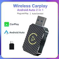 Adaptador CarPlay inalámbrico 2 en 1 y Mini adaptador inalámbrico automático Android, adaptador inalámbrico Carplay Plug & Play WiFi tipo C/USB de 5Ghz