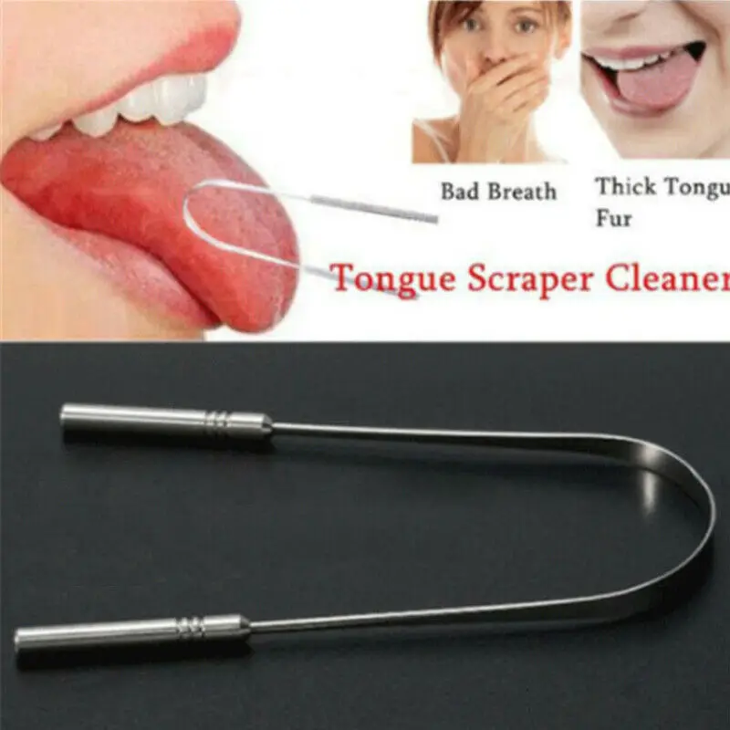 Stainless Steel Tongue Cleaning Tongue Scraper Reusable Tongue Coating Cleaning Scraper Silvery U Shaped Tongue