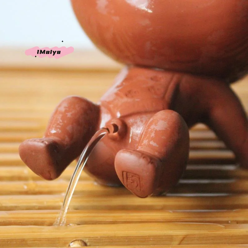 M-Cute Purple Sand Urine Boy Tea Pet Household Can Raise Tea Table Ornaments Fun Peeing Doll Tea Toy Set Accessories