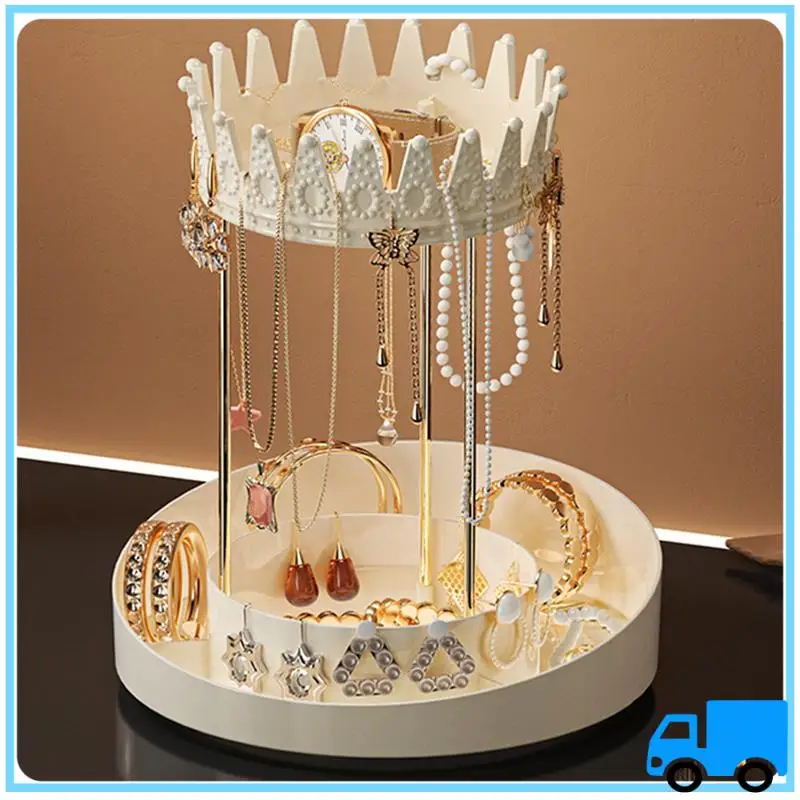 

Latest 360° Rotating Jewelry Organizer Display Stand, Crown-Shaped Necklace & Bracelet Hanging Organizer, Jewelry Tower Rack