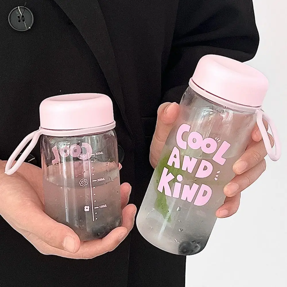 

400/600ml Transparent Plastic Cup Transparent Lifting Rope Milk Water Bottles Portable Leakproof Drinking Water Bottle
