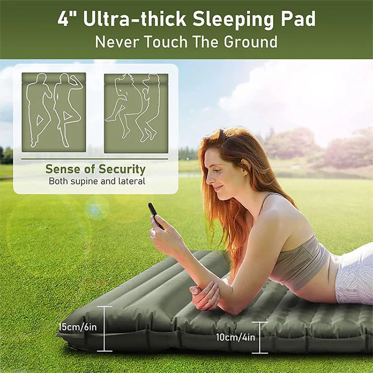 Outdoor Portable Camping Mat, Thickened Single Person Inflatable Mattress, Moisture Proof Mat, Foot Stepping