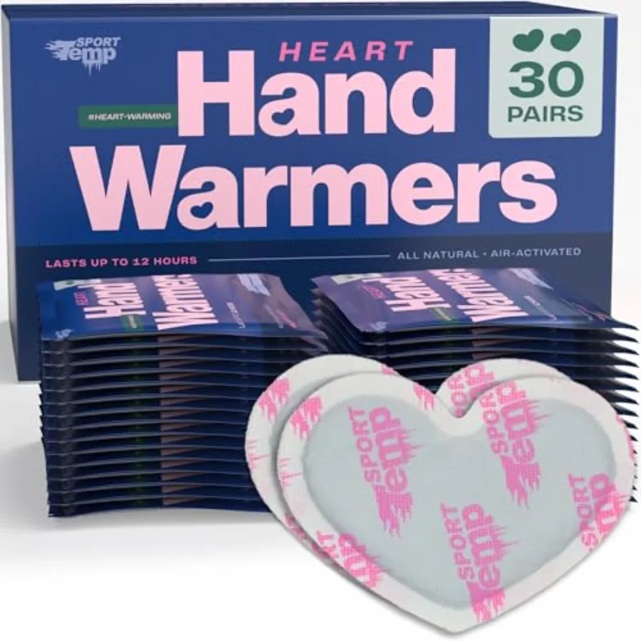

Heart Shape Hand Warmers 30 Pairs Up to 12 Hours of Heat Super Long Lasting Easy All Natural Air Activated for Body Hands Odorl
