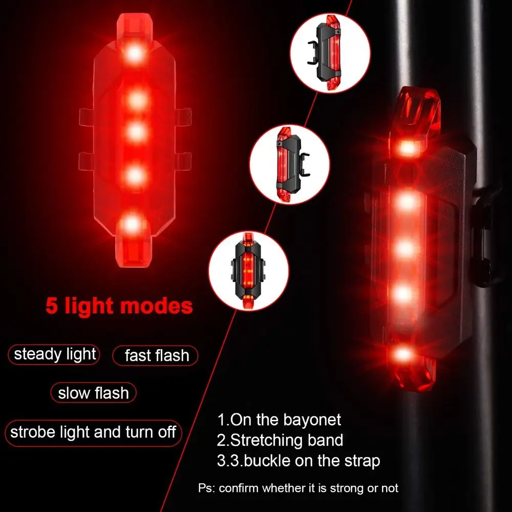 2024 City Mountain Bike Bicycle Light Rear Bicycle Light USB Rechargeable Bike Light Cycling Taillight Waterproof Safety Lights