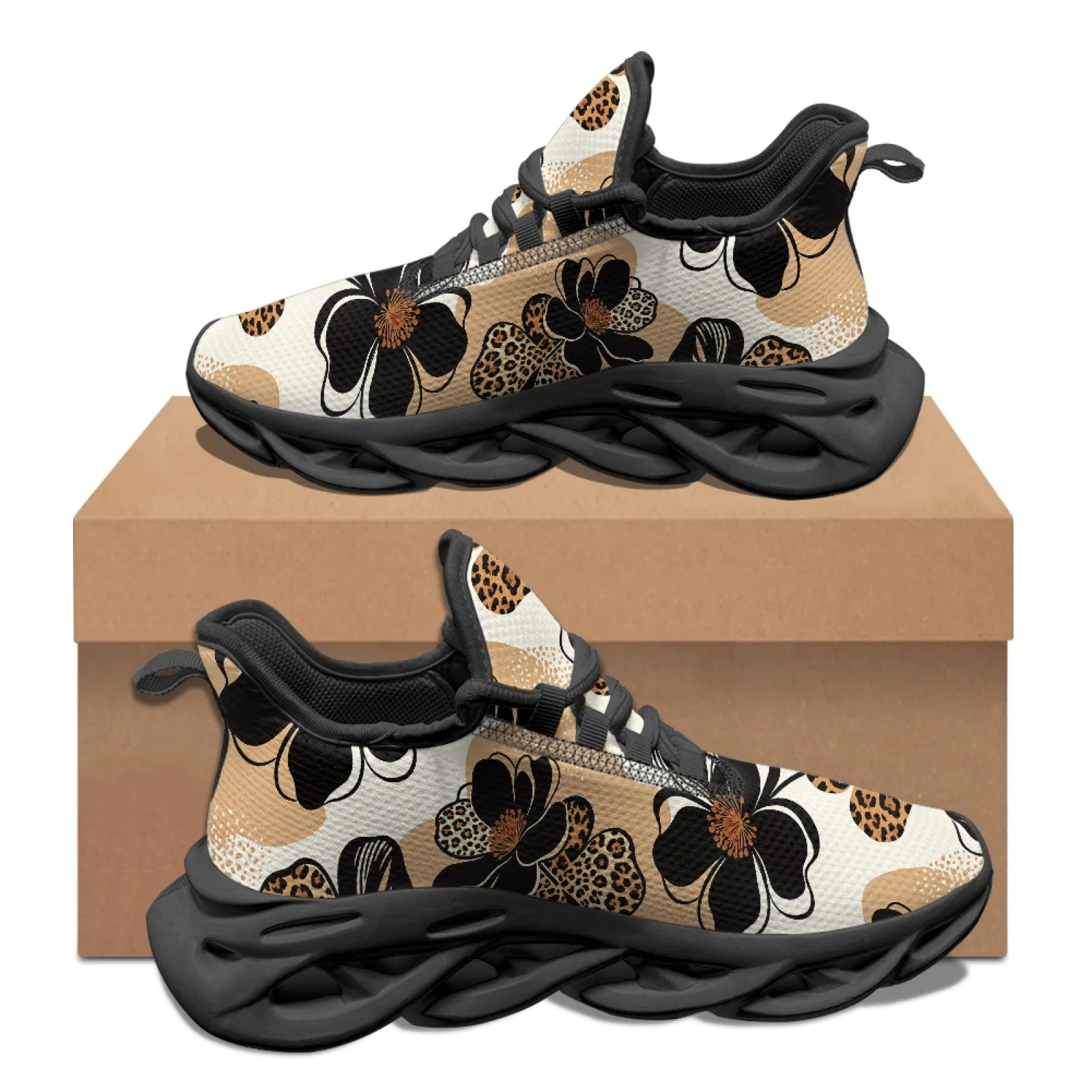 PENSTROLL Leopard Floral Men's Running Shoes Mesh & EVA Athletic Footwear Comfortable Sports Shoes for Unisex