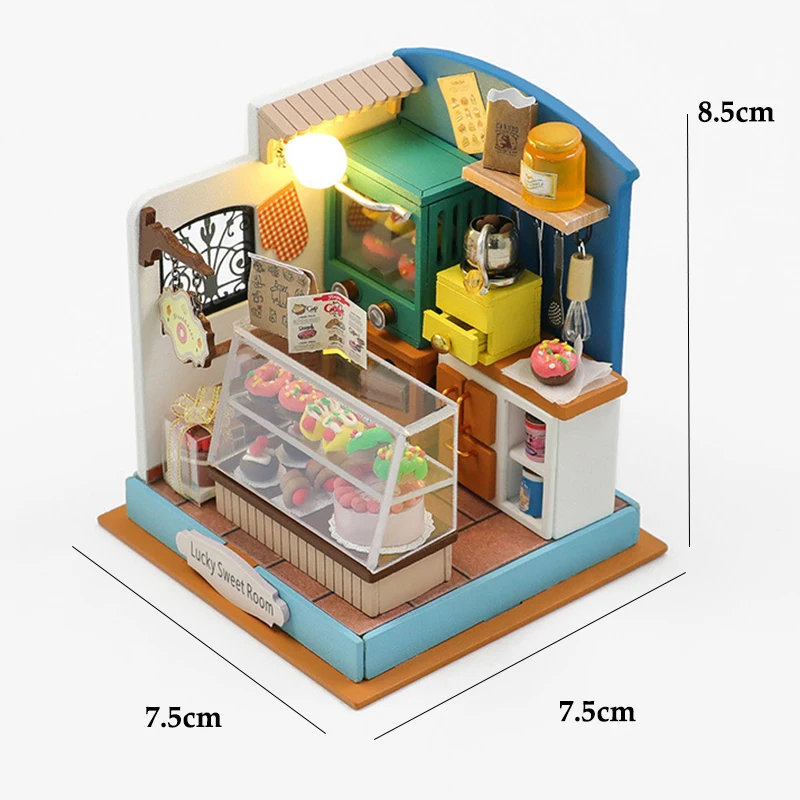 DIY Mini 3D Puzzles Holz Puppenhaus mit Möbel Licht Kits Puppenhaus Casa Miniatur Zubehör handgemachte Holzspielzeug Geschenke – Detail 6