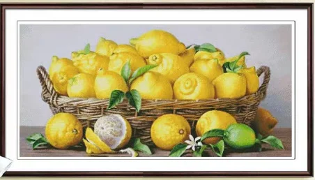 Lemon 18CT 16CT 14CT Unprinted Top Quality Cross Stitch Kits Embroidery Art DIY Handmade Needlework Home Decor