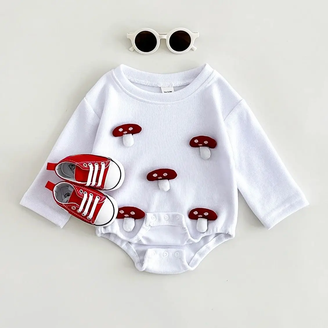 0-18M Baby Triangle Bubble Romper Cute Cartoon Duck/Mushroom Fall Warm Infant Boy Baby Girls Sweatshirt Bodysuit Newborn Clothes