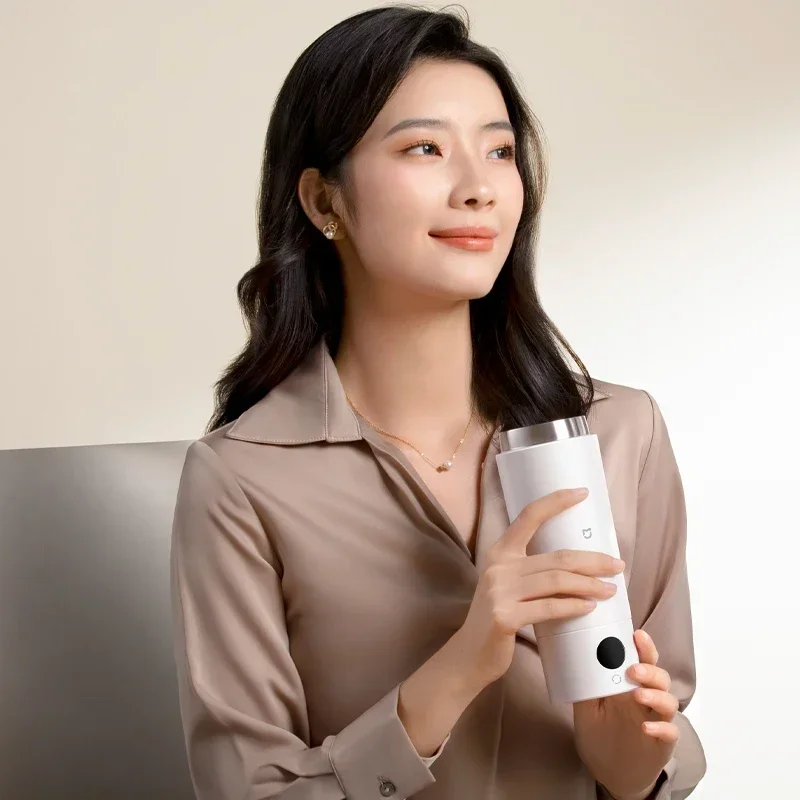 غلاية كهربائية محمولة من Xiaomi Mijia، كوب معزول، زجاجة مياه سعة 350 مل، زجاجة مياه ذكية للسفر
