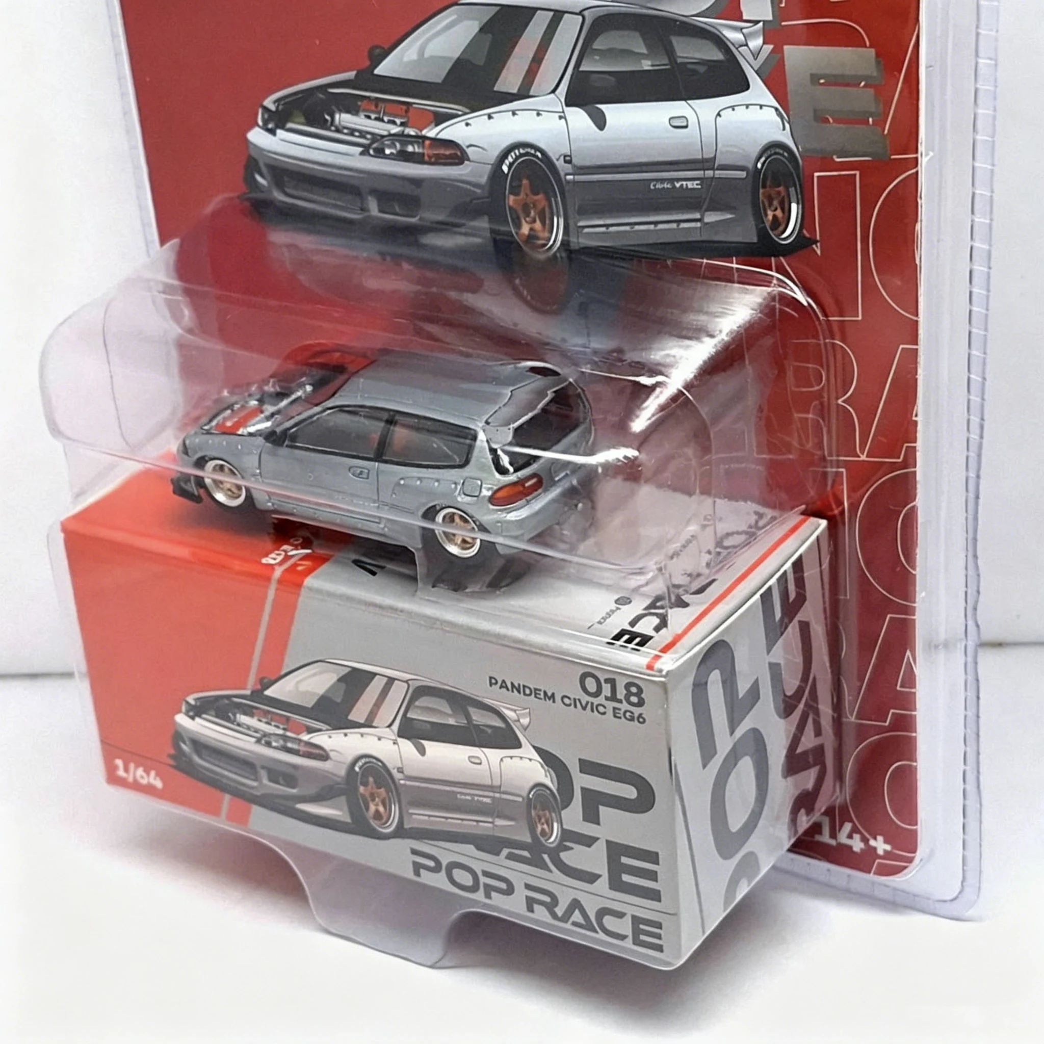 Pop Race x Enigma Exclusive Edition 1:64 Honda Civic Pandem EG6 (Open Hood) Diecast Model Car In Stock Ready To Ship