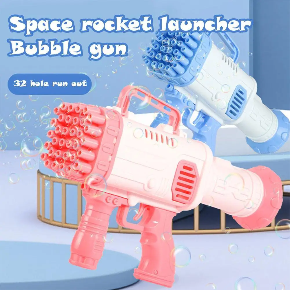 32 Holes Electric Bubble Toy Watertight Gift Automatic Bubble Gun LED Light Boys Girls Summer Outdoor Soap Bubbles Blower Toy