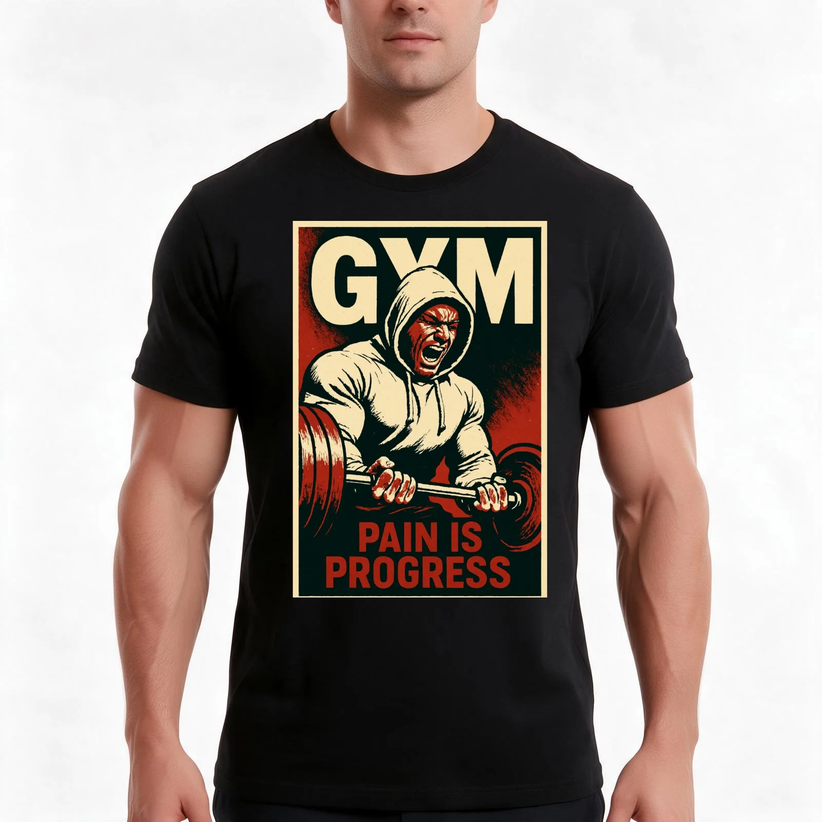 GYM - PAIN IS PROGRESS T-Shirt, Summer Casual Cotton Tee, Oversized Streetwear Tops, Vintage Graphic Print, Unisex Men Women