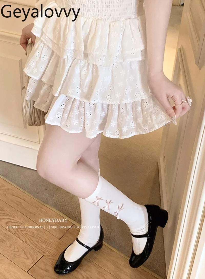 Gonna corta retrò torta di fascia alta originale giapponese Estate nuove ragazze dolci e carine Minigonne versatili a vita alta