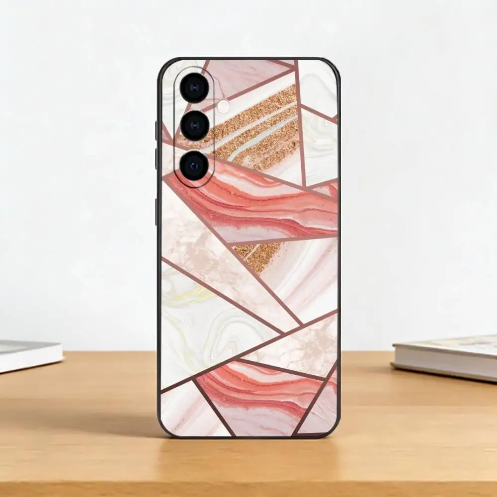 Fashion Geometric M-Marble Phone Case For Samsung Galaxy A73,A72,A71,A70,A53,A52,A51,Soft Silicone Black Cover