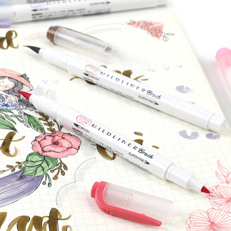 Japan Zebra 25 Color 1Pc WFT8 Mild Liner Brush Pen Creative Limit Double-headed Marker Pen School Supplies Stationery
