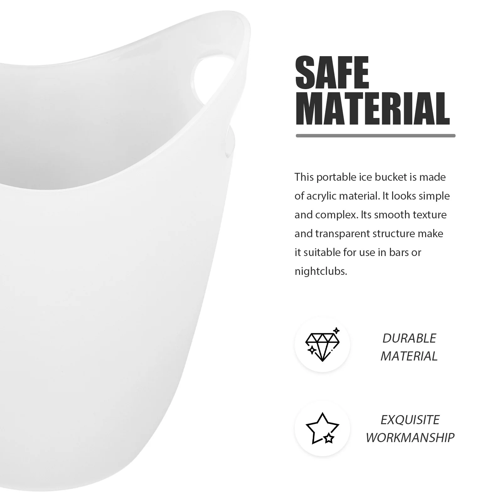 

Double Handled Ice Bucket Portable Wear-Resistant Ice Container Sturdy As Material Bar Ktv Wine Accessory Household Bucket