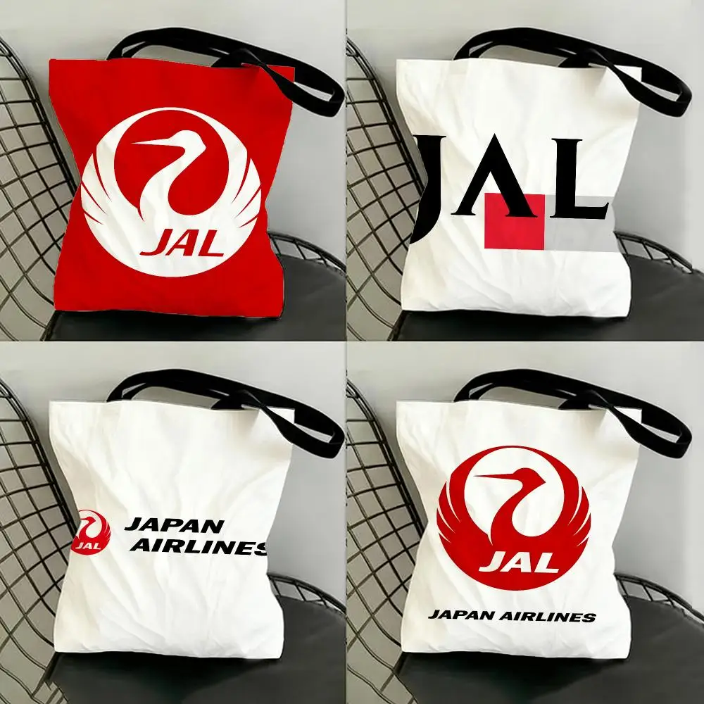 airline aviation logo J-JAL Storage Bags Shopping Bags Series Print Bags Lightweight Shoulder Bag For Daily Use