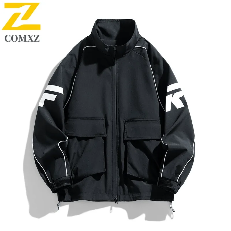 

COMXZ 2025 весенне-осенняя мужская куртка в гонконгском стиле, модное повседневное уличное пальто, нишевый дизайн, альтернативная модная верхняя одежда