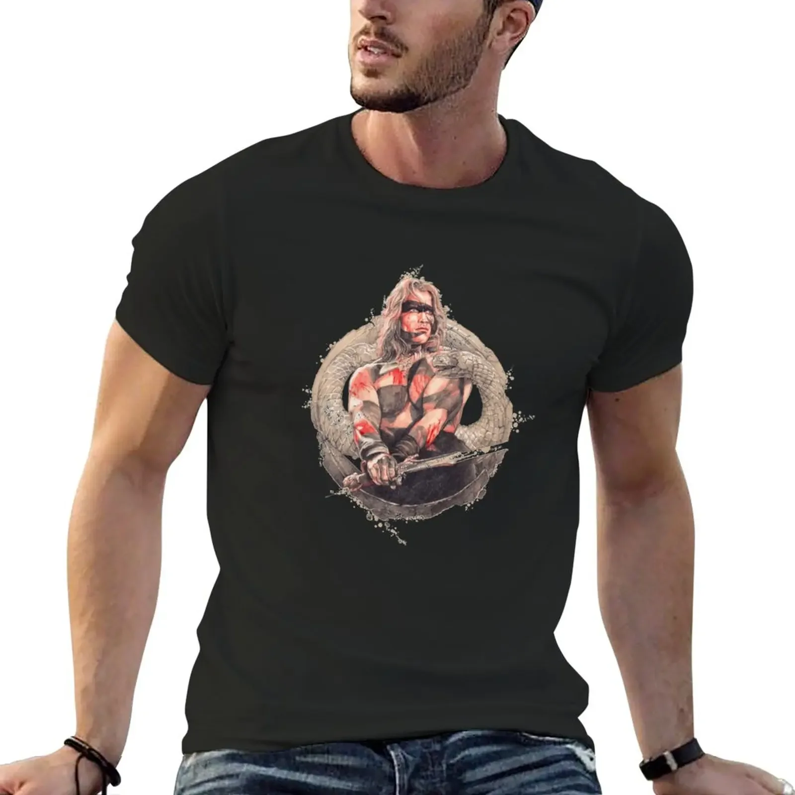 Conan The Barbarian Ilustration Vintage T-Shirt aesthetic clothes summer top funny t shirts for men