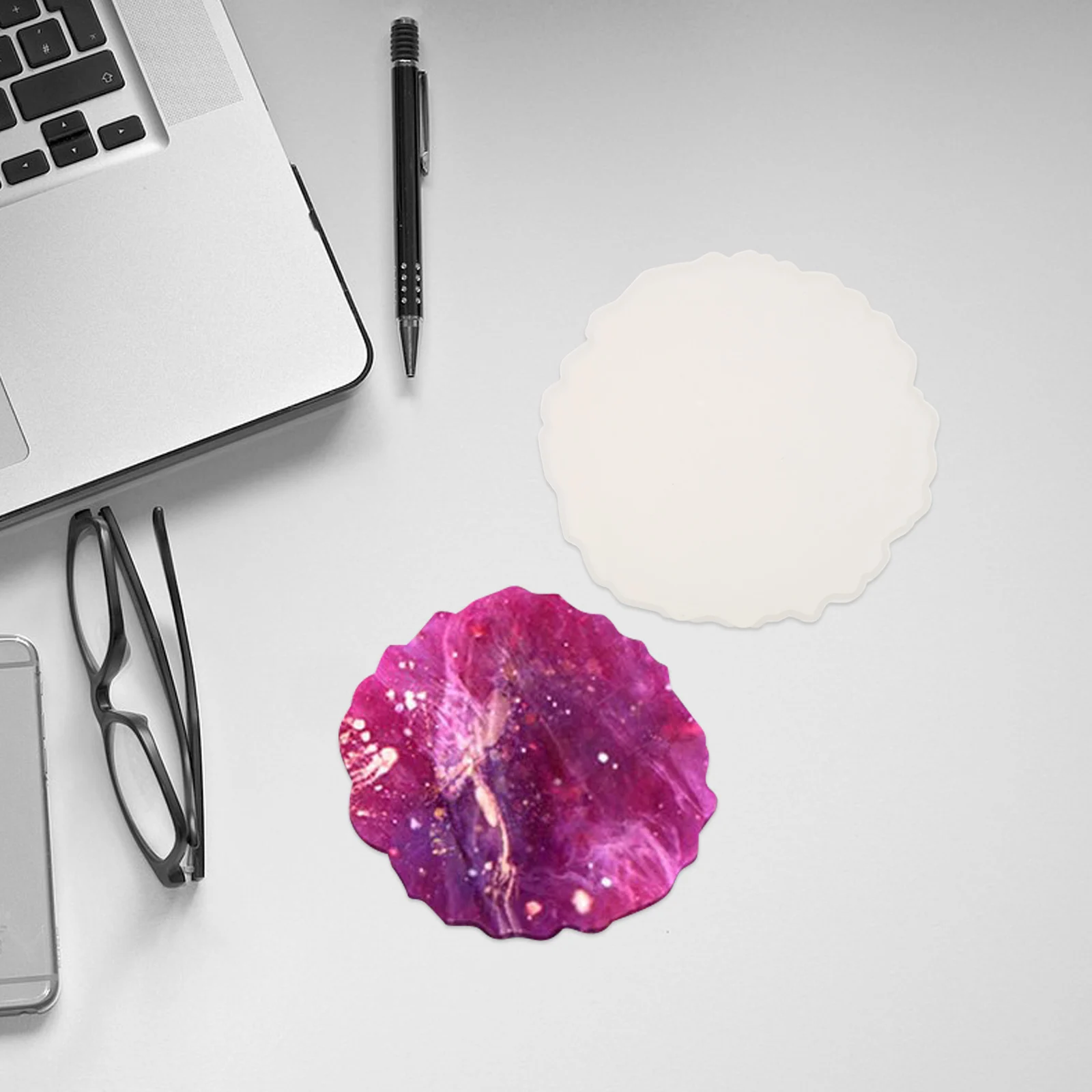 

6Pcs Silicon Irregular Resin Coaster Mold Set Mirror Finish Epoxy Casting Kit Unique DIY Decoration Home Office Tabletop