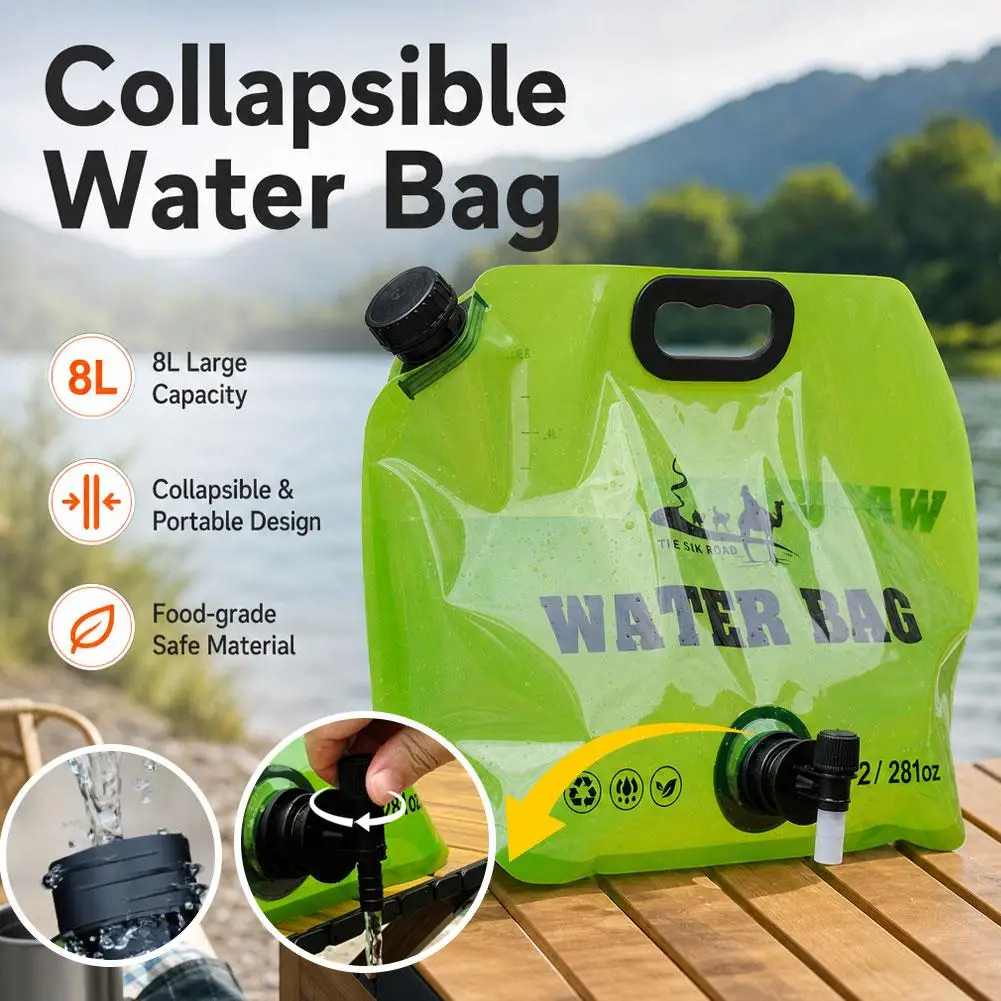 Camping Faltbarer Wasserbeutel mit Zapfhahn 8L Outdoor Wandern Wassereimer Große Kapazität Wasserbehälter Campingbedarf – Detail 6