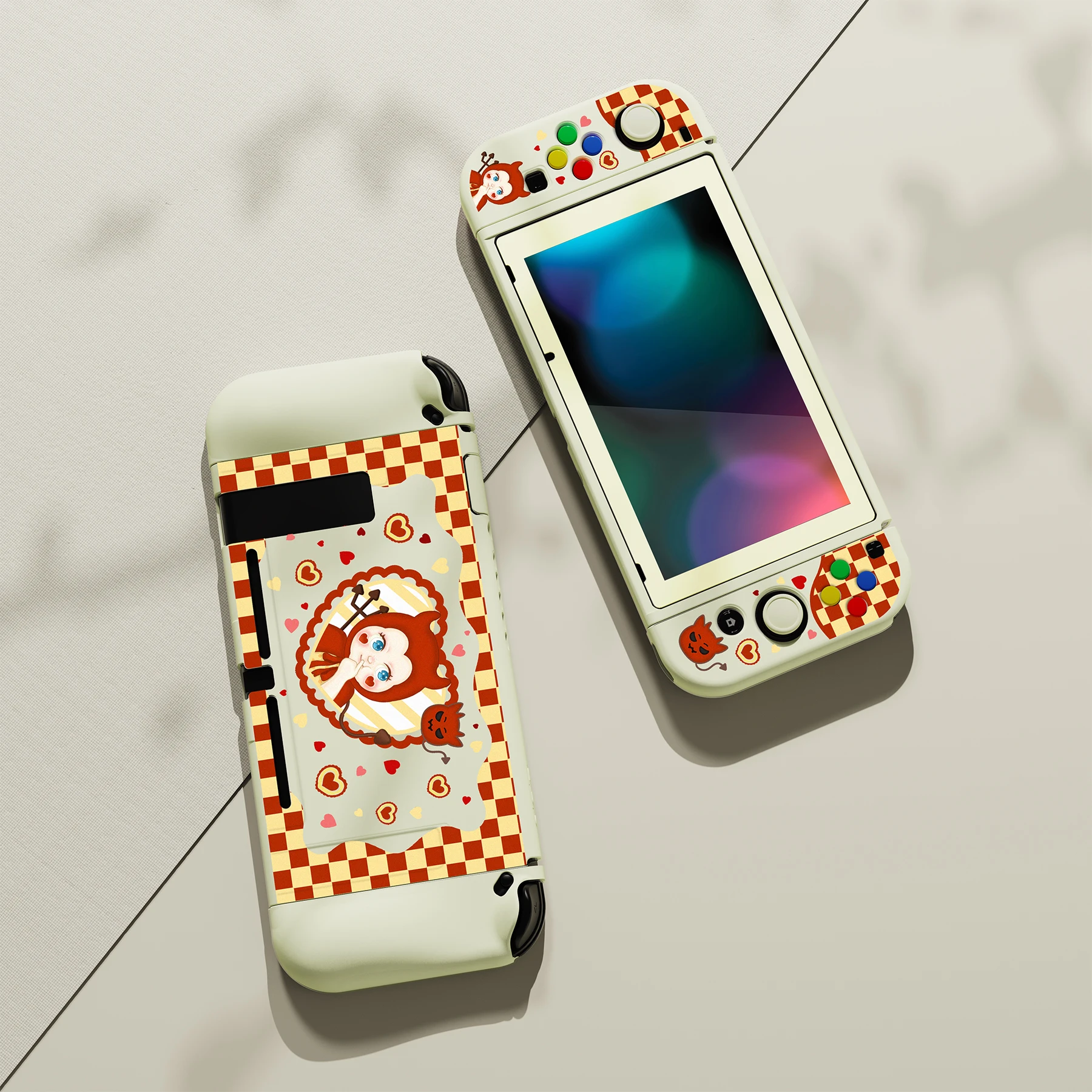 PlayVital ZealProtect miękkie etui ochronne na przełącznik NS z nakładki na przyciski i przyciski kierunkowe i osłony ekranu Little Devils