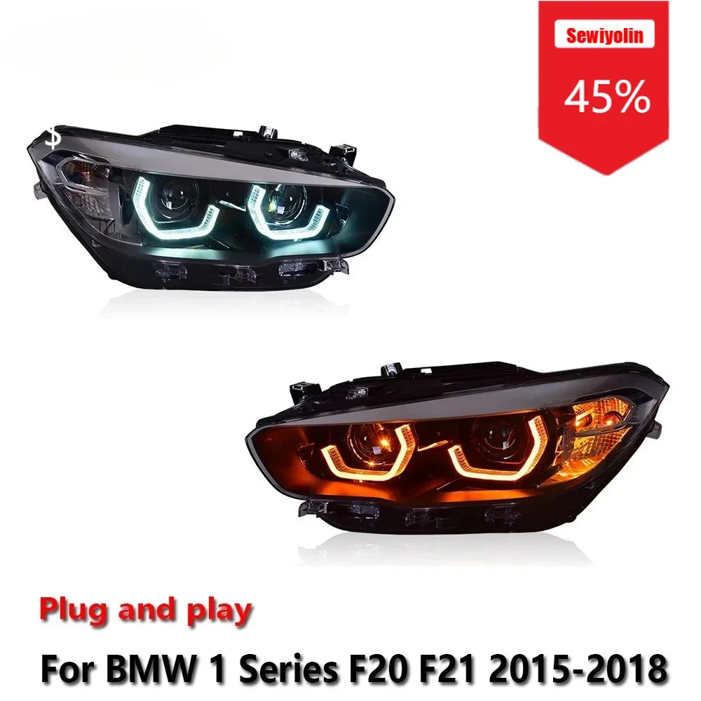

Sewiyolin Автомобильные светодиодные фары в сборе для BMW 1 серии F20 F21 2015-2018 Автоматические противотуманные фары DRL Тормозной указатель поворота Plug and Pla