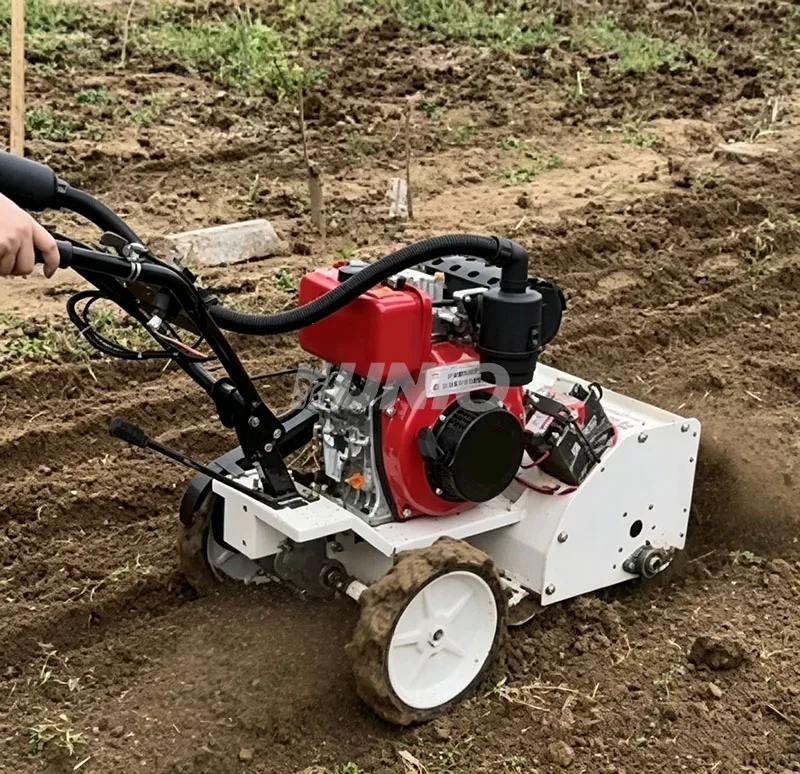 UNIO 10HP Automatic Diesel Micro Tiller 90kg Farm Cultivator with Rotary Tiller Blade Weeding Wheel & Ditching Plow