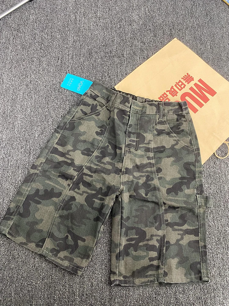 

Desert Camouflage Men's orts Summer Deconstructed Design High Street Five-Quarter American Retro Logging Workwear Pants
