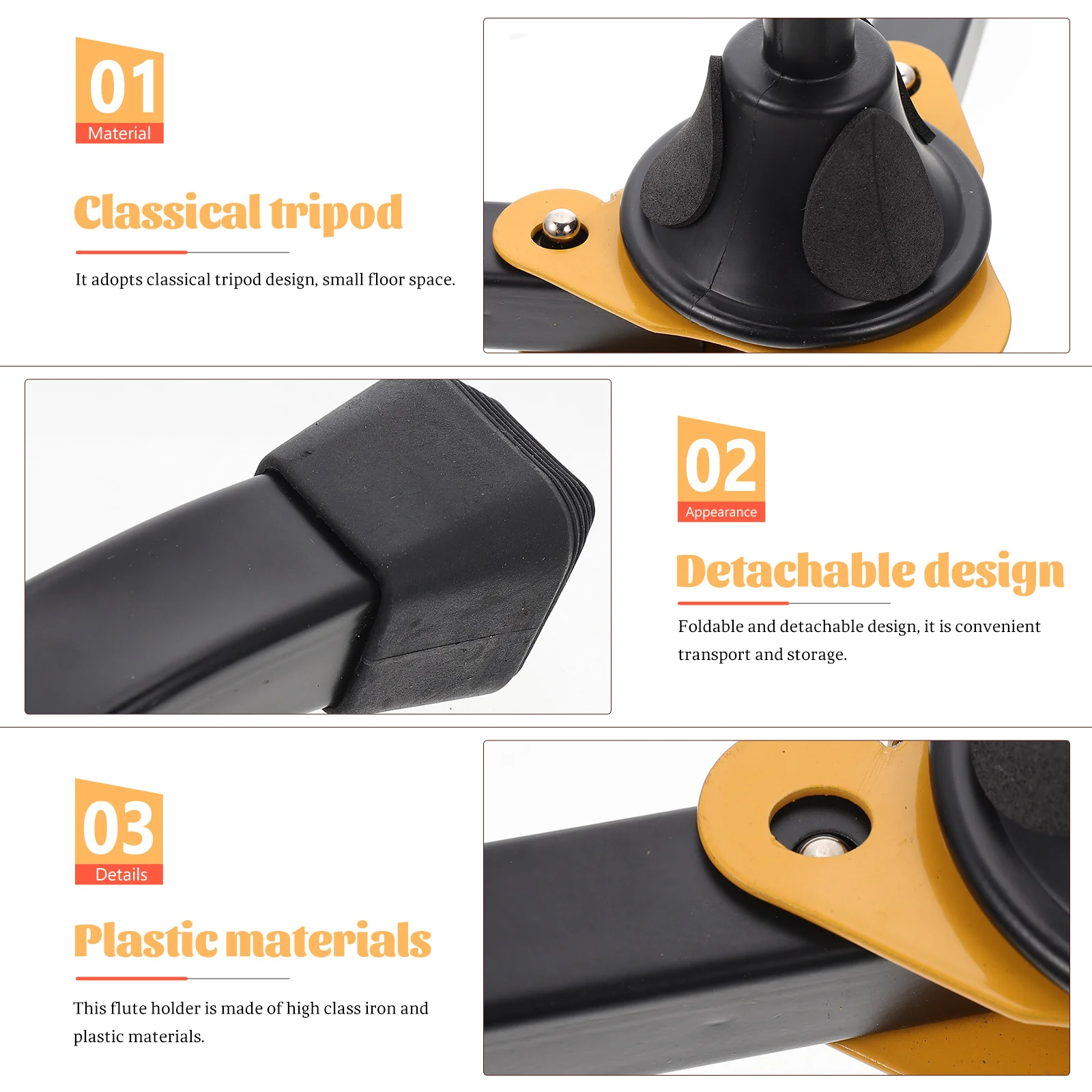 Suporte de flauta para clarinete, tripé, suporte de plástico dobrável para instrumentos musicais, pequeno espaço, chassi estável