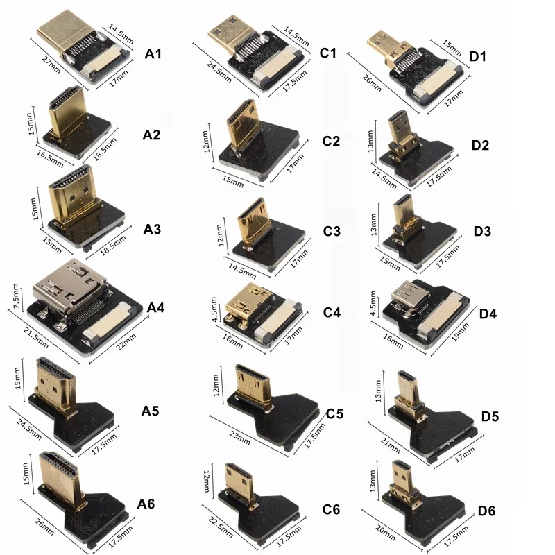 FPV Micro HDMI-compatible 90 Degree Connector FPC Flexible Flat Mini HDMI Ribbon Cable FFC 20pin for Drone Gopro DSLR Gimbal Kit