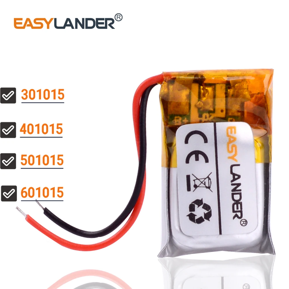 501015 50mAh 3.7V 401015 301015 601015 60mAh Bateria recarregável de polímero de íon-lítio para fone de ouvido MP3 jabra bt2080