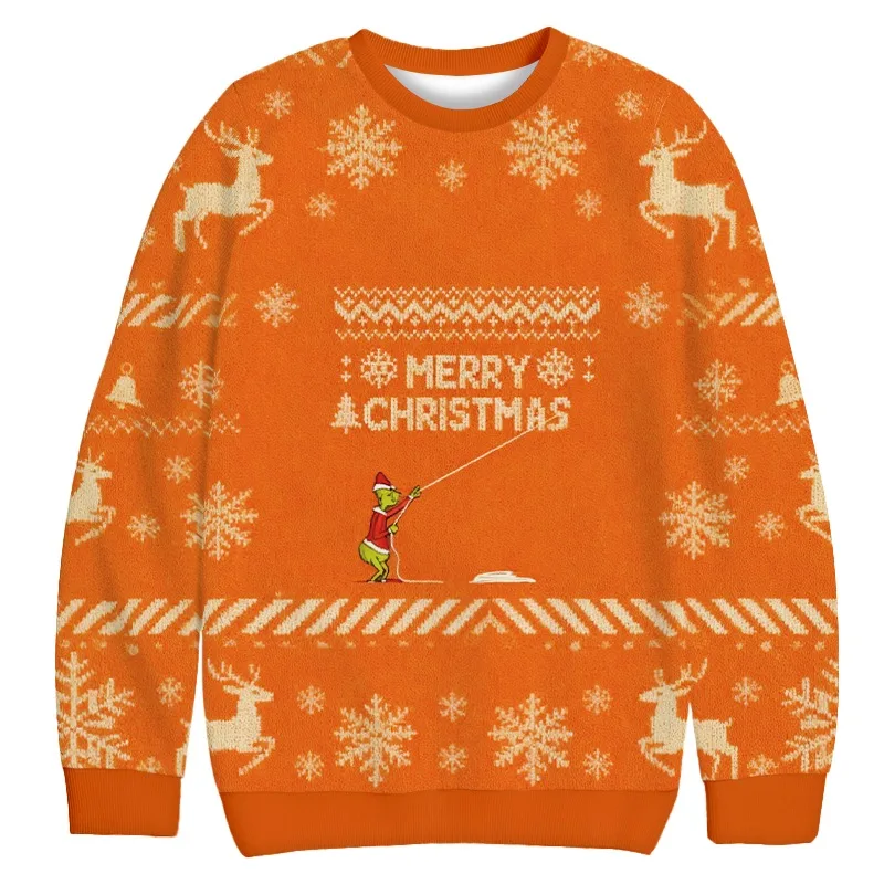 

Christmas Party Email Printing Ugly Sweatshirt Vintage Autumn Long Sleeve Dropped Shoulder Texture Fabric Pullovers Males