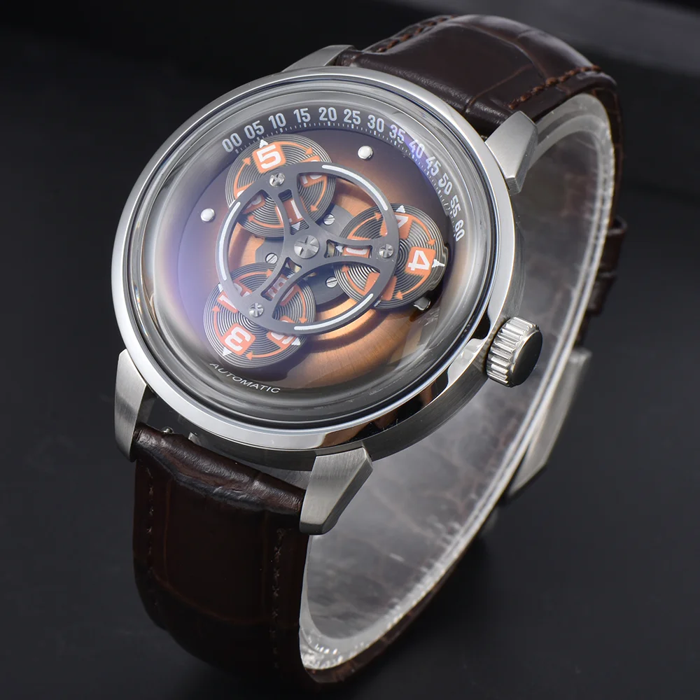 

Miyota Automatic Mechanical Watch 42mm Luxury Men's Watch Triple Roulette Turning Time Dial Watch OUMASHI High End Watches