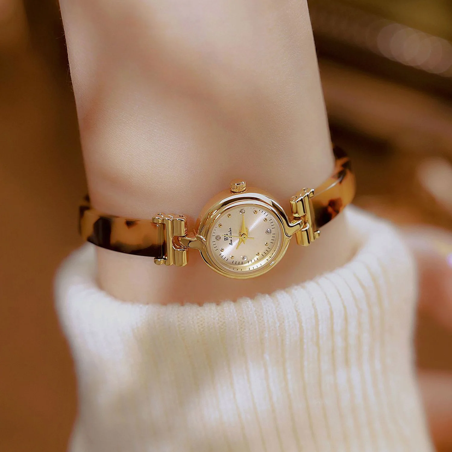 Golden Watches For Women Retro Bracelet Ladies Quartz Watches, Luxury Brand Original Vintage Dress Women's Wristwatch New