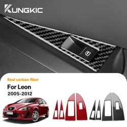 실제 소프트 카본 파이버 스티커 시트 레온 2005 2006 2007 2008 2009 2010 2011 2012 LHD RHD 차량 4도어 창문 버튼 패널용