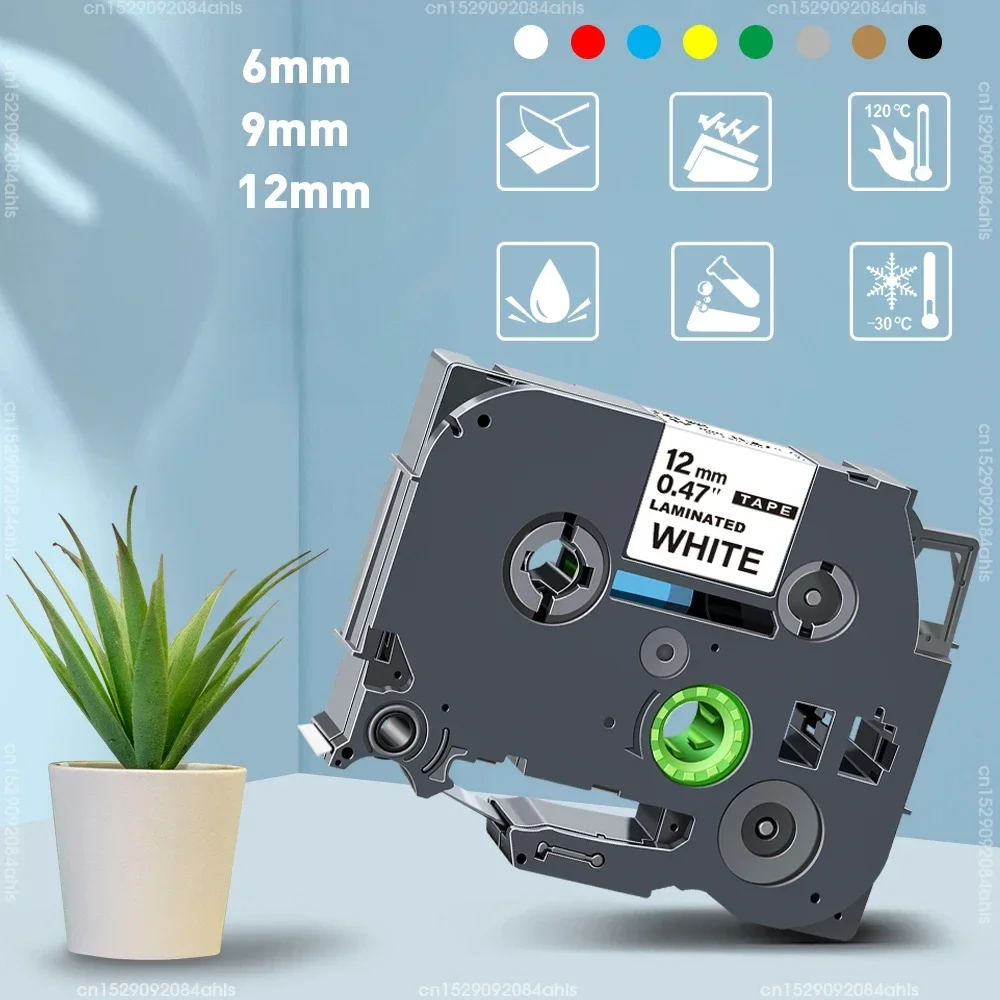 6/9/12mm Multicolors Label Tape Compatible for LP5120M LP5125M Label Printer Laminated Ribbons with Chip Label Cartridge Supvan